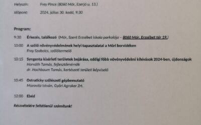 Szőlészeti szakmai rendezvény a móri Frey Pince, Syngenta Kft. és a Győri Agroker Zrt. rendezésében